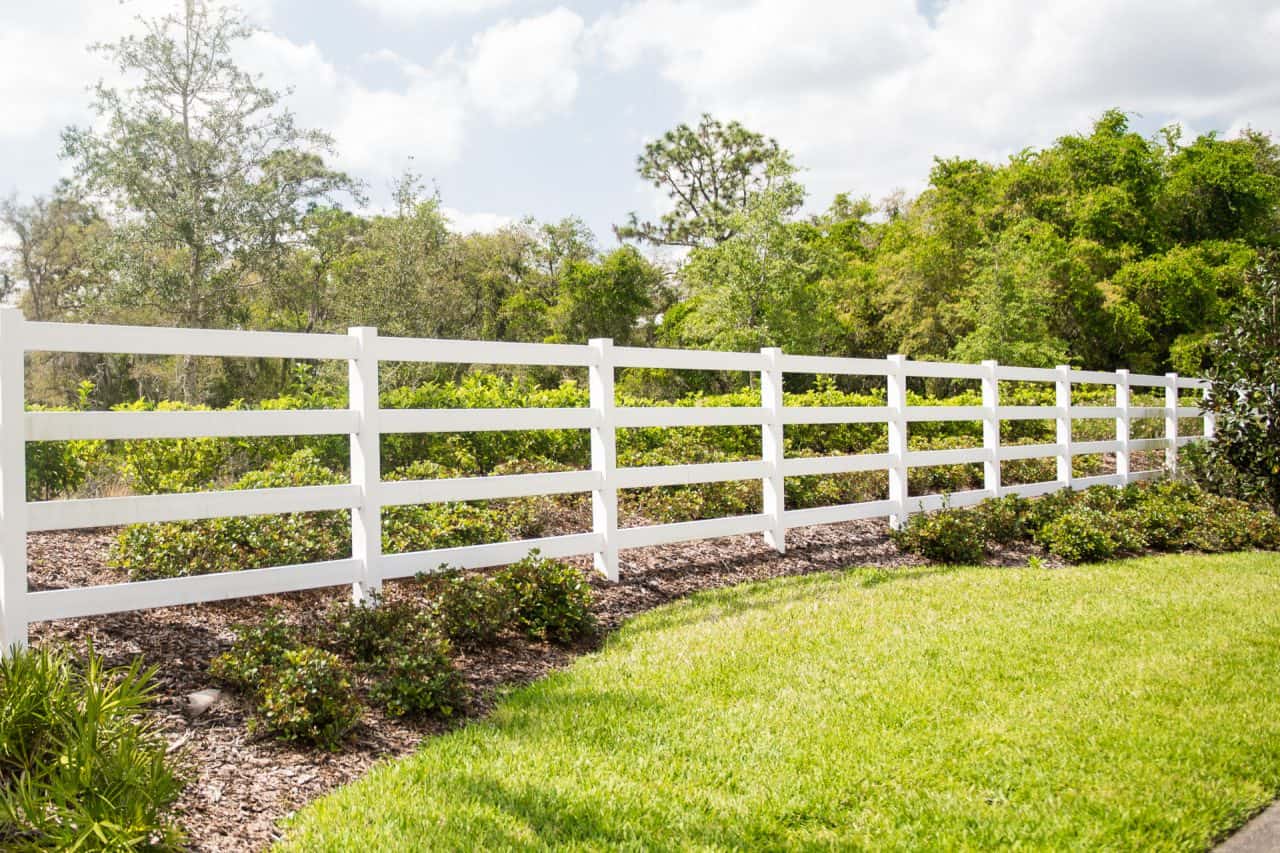 White Vinyl 4-Rail Ranch Rail Fence
